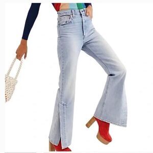 Levis Ribcage split flare womens jeans 27 faded blue